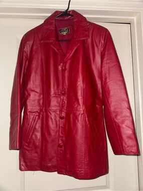 Red Leather Women's Jacket Coat 🌹